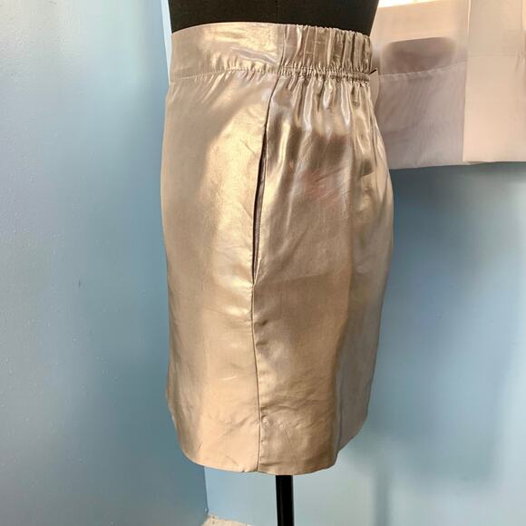 NWT J. Crew Gold Metallic Silk Mini Skirt Size 2 - Picture 3 of 7